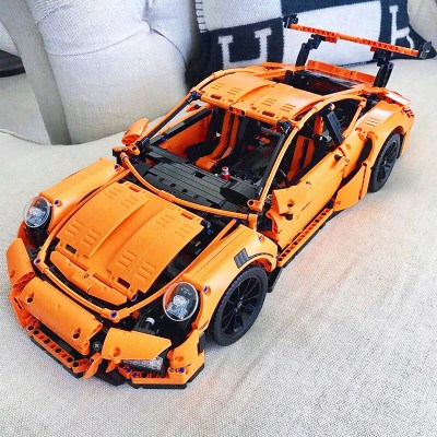 科技机械组跑赛车高难度大成人拼装插汽车玩具积木男孩子10岁模型保时捷橙色