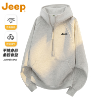 JEEP吉普半拉炼套头休闲上衣男款春秋季新款宽松休闲潮流百搭连帽上衣