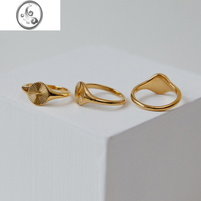 JiMi显贵气满分中古风素闪很特别不掉色点缀氛围感戒指干净清爽大款潮