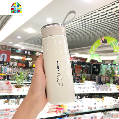 保温杯女可爱少女日系清新森水杯子学生便携小巧大肚简约网红ins FENGHOU 雪山白+深海蓝[一对]