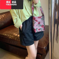 YIBUSHENG白色短裤女季薄款松紧腰宽松小个子a字显瘦休闲阔腿裤子ins潮