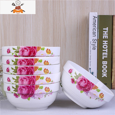 敬平[6只面碗]家用6英寸面碗 大号碗汤碗大饭碗泡面碗陶瓷餐具套装 粉黛佳人 6英寸面碗[6个装]