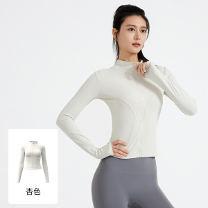 新款条纹立领显瘦修身运动外套女跑步健身瑜伽服外套