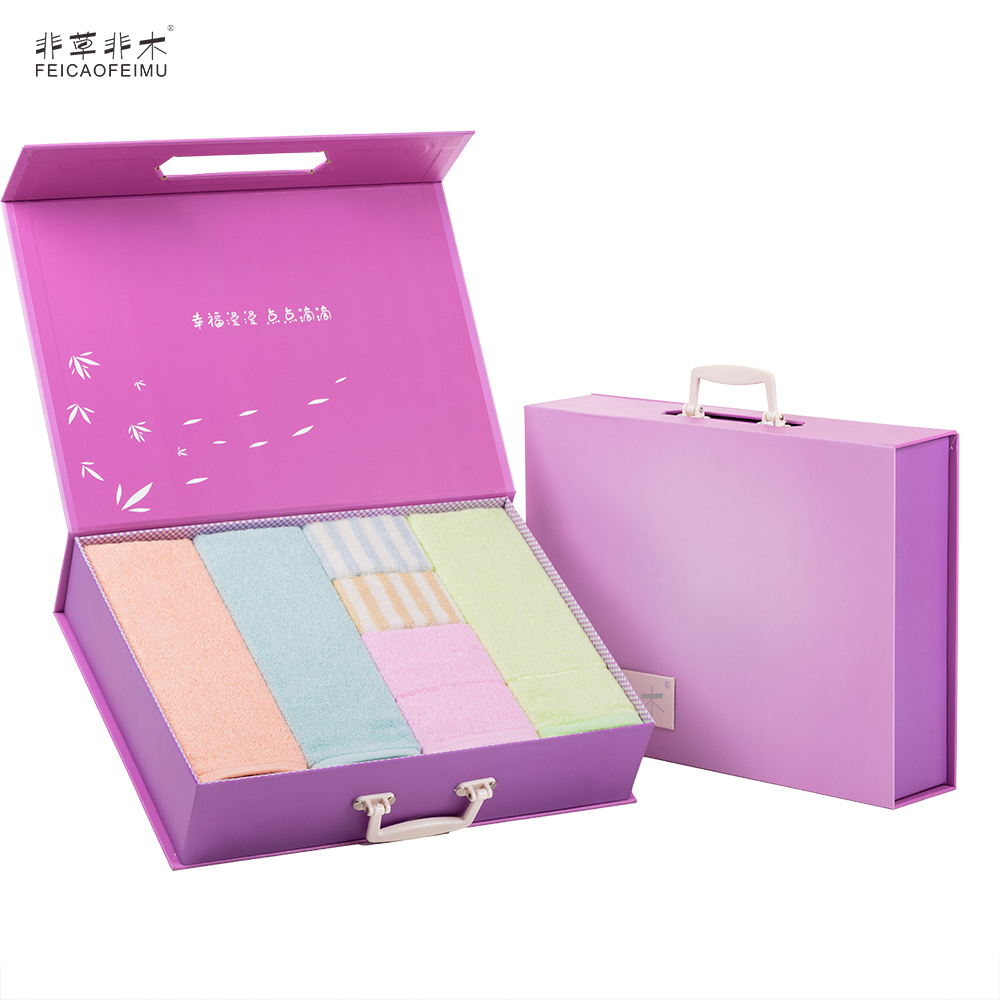 非草非木 毛巾方巾套装礼盒 竹纤维一帆风顺6件套 FM-3076