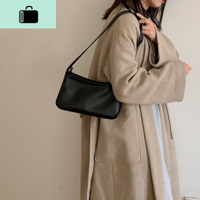 中古包包女韩版新款ins复古百搭单肩腋下包法棍包单肩包手提包包NEW LAKE 黑色女士单肩包