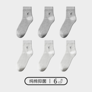 花花公子袜子男士纯棉透气吸汗夏季全棉抗菌中筒袜男袜长筒商务袜