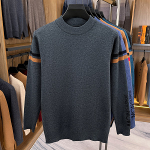 冬季新款加厚半高领男士毛衣时尚休闲长袖提花打底针织衫男_423124