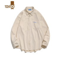 YANXU小蓝仔日系复古灯芯绒长袖衬衫男女秋季宽松柔软百搭休闲纯色衬衣