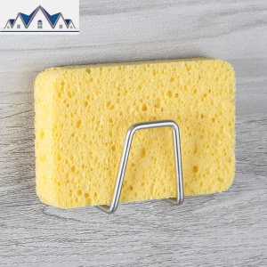 洗碗海绵架沥水置物架304不锈钢免打孔水盖子收纳架放下水盖架 三维工匠 304不锈钢海绵收纳架1个装