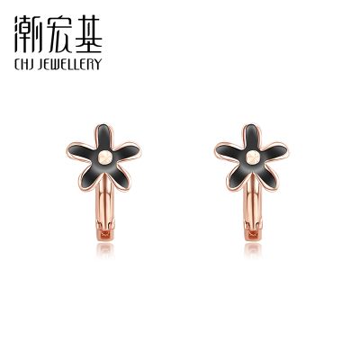 潮宏基FUN趣-小清新系列红18K金耳钉玫瑰金耳环彩金耳饰耳扣女单只多款可选FQ