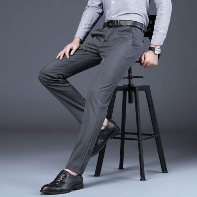 春夏季新款男士休闲裤男修身直筒小西裤韩版潮流商务宽松弹力裤子