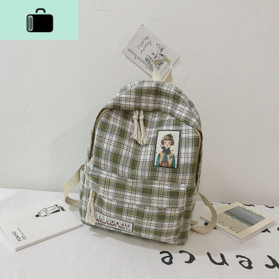 chic原宿书包女 ins文艺韩版格子背包小清新校园百搭学生双肩包潮NEW LAKE