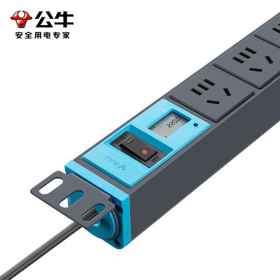 公牛PDU桌面机柜插座/插线板 超功率保护+智能电流表 8位总控 GNE-108EV 1.8m
