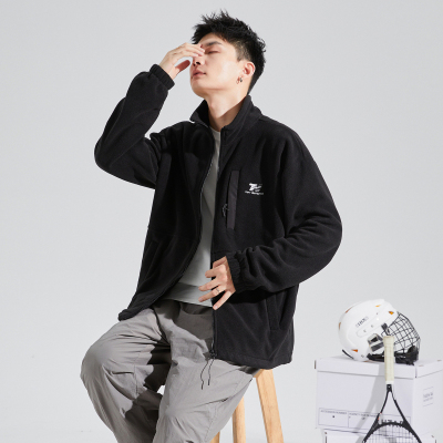 [3件8.5折127.4元,叠加优惠券]唐狮秋冬季新款摇粒绒外套男立领短款户外运动开衫宽松夹克潮