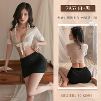 霏慕性感情趣内衣包臀秘书套装透视制服包臀短裙ol秘书大码职业套装女式情趣睡衣女士成人用品7957