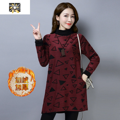 暖青汇大码女装复古这款保暖宽松卫衣冬装新款显瘦印花长袖加绒加厚上衣卫衣