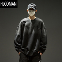 HLCOMAN美式长袖t恤男宽松渐变套头打底衫男生内搭卫衣款男装