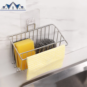 不锈钢水沥水篮挂篮厨房洗碗布清洁海绵抹布洗菜池边收纳置物架 三维工匠 304不锈钢款（加粗）