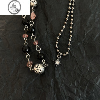 JiMiatmshop 设计感做旧复古碎石珠串森系叠戴项链小众甜酷锁骨链套装