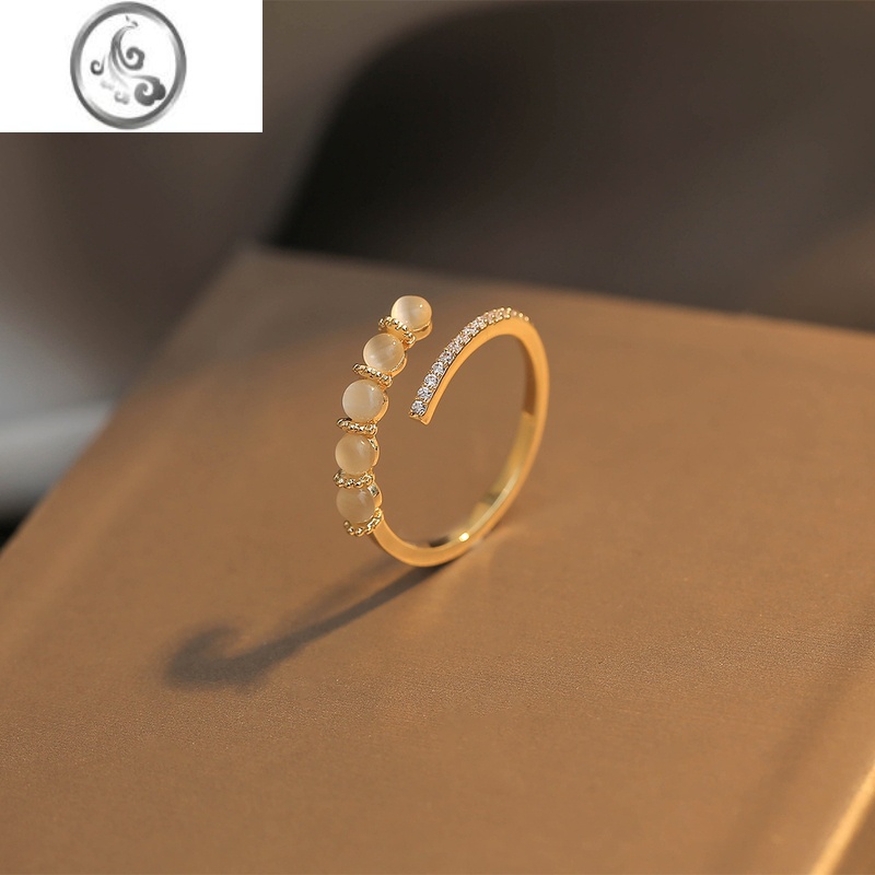 JiMi猫眼石戒指女设计小众精致开口食指戒轻奢高级感指环百搭尾戒小指