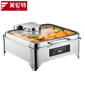 芙伦特 厨房保温售饭机 数显温控正方形液压餐炉304不锈钢全透视窗口智能触控布菲炉FLT-GT-SWBFLZ3-6