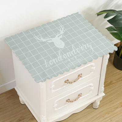 家柏饰(CORATED)床头柜盖布防水防油免洗北欧家用防尘罩套卧室床头盖巾冰箱防尘布 灰格单麋鹿 50*60cm