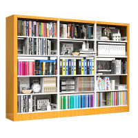 锦北 书架学校图书馆阅览室书籍架落地资料档案架红色黄色 双面一列三