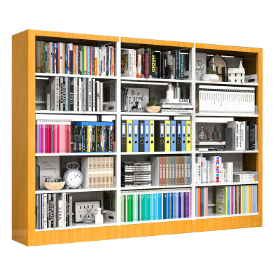 锦北 书架学校图书馆阅览室书籍架落地资料档案架红色黄色 双面一列三
