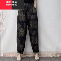 YIBUSHENG灯笼裤女春秋款棉麻哈伦裤2024新款萝卜裤季中老年女士休闲裤Z