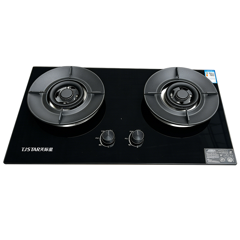 TJSTAR钢化玻璃面板A18高效节能台嵌两用燃气灶双炉头5.2KW大火力