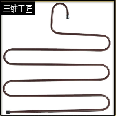 裤架多功能S型魔术裤架家用多层裤夹裤子衣架裤挂架衣柜收纳器三维工匠