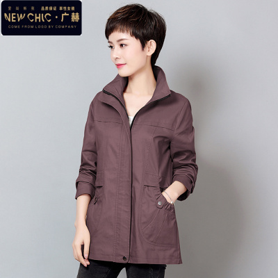 广赫春秋妈妈装时尚风衣洋气女士短外套薄款2021新款4050岁中老年女装风衣