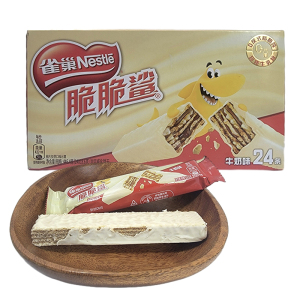 雀巢脆脆鲨涂层威化饼干24条盒装牛奶味巧克力味年货休闲零食品