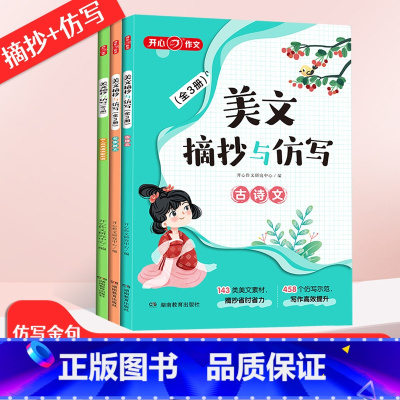 美文摘抄与仿写[3本套装] [正版]教育美文摘抄与仿写全3册一二三年级四五六年级上下册同步作文书培养写作语感 仿写训练即