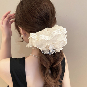 2025新款蕾丝花边发圈女小众设计超仙刺绣甜美大肠圈头绳发饰送女朋友老婆情人节七夕生日礼物 超仙蕾丝花边刺绣发圈 均码