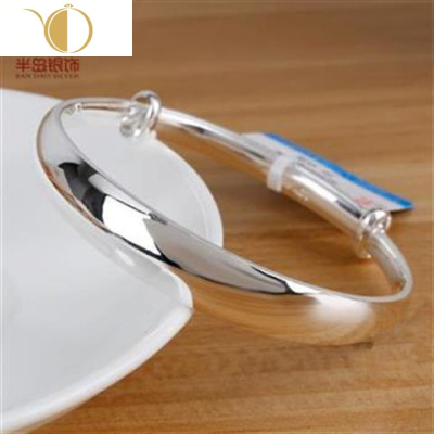 Chunmi半岛银饰手镯9999女简约光面民族风银镯子送女友送妈妈