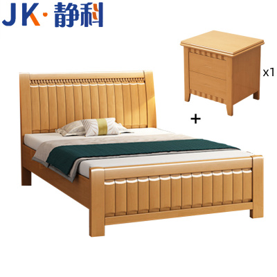 静科单人实木床1500*2000*960mm(含床垫+床头柜)套