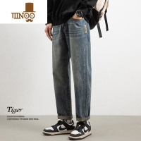 YANXU夏季男生宽松直筒潮牌薄款牛仔裤男士美式2023新款工装长裤子