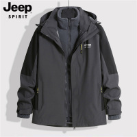 吉普官方三合一冲锋衣外套男士秋冬季款防风防水加厚夹克男装衣服