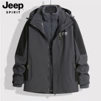 吉普官方三合一冲锋衣外套男士秋冬季款防风防水加厚夹克男装衣服