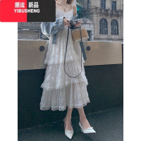 YIBUSHENG法式淡紫色吊带连衣裙女2024新款高级感海边度假蛋糕裙雪纺长裙