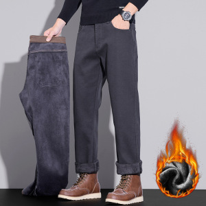 北方保暖高密绒男裤加绒加厚宽松直筒潮流百搭休闲裤男款