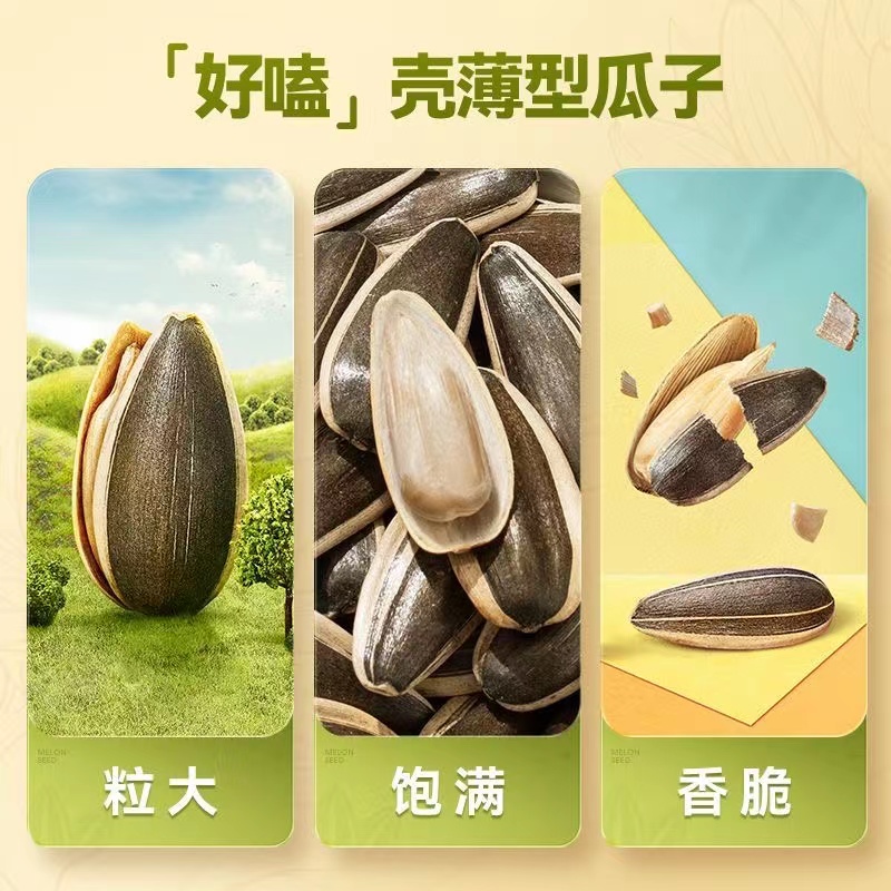 瓜子百煮入味经典恰恰葵花籽大颗粒休闲零食 原味350g*12袋[整箱]