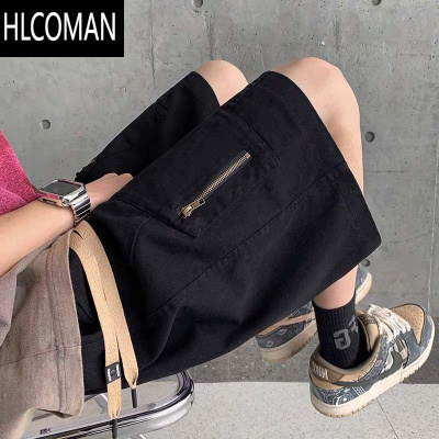 HLCOMAN美式高街潮牌休闲直筒工装短裤男款夏季小众设计感宽松百搭五分裤