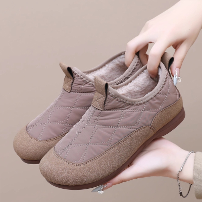  闪电客冬季新款老北京棉鞋女加绒加厚一脚蹬保暖雪地靴棉靴