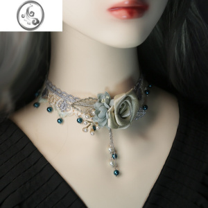 JiMi原创设计新款蕾丝项链哥特时尚洛丽塔百搭流苏花朵唯美锁骨链颈链 均色