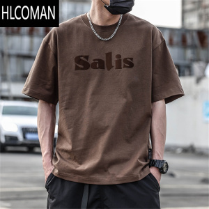 HLCOMAN港风日系美式潮牌短袖T恤男夏装痞帅宽松百搭ins潮流