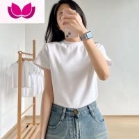 七斓正肩灰色t恤女短袖夏季2023美式复古设计感百搭修身休闲基础上衣