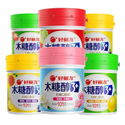 好丽友 木糖醇无糖口香糖101g*3瓶 混合口味