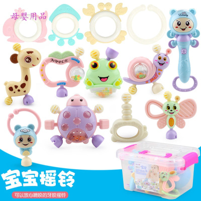 婴儿软胶摇铃玩具牙胶早教安抚球牙咬胶手抓球0-3-6月